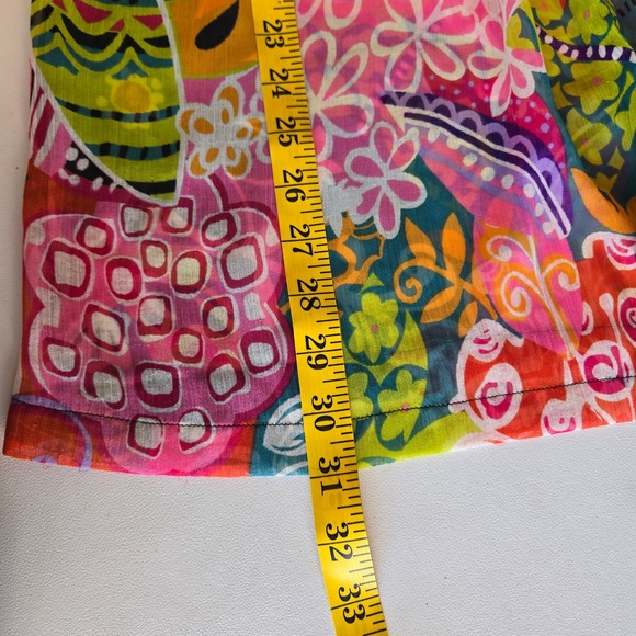 Soft Surroundings Black Sheer Floral Boho Tunic Blouse Sz L Colorful Artsy Chic - Picture 9 of 9